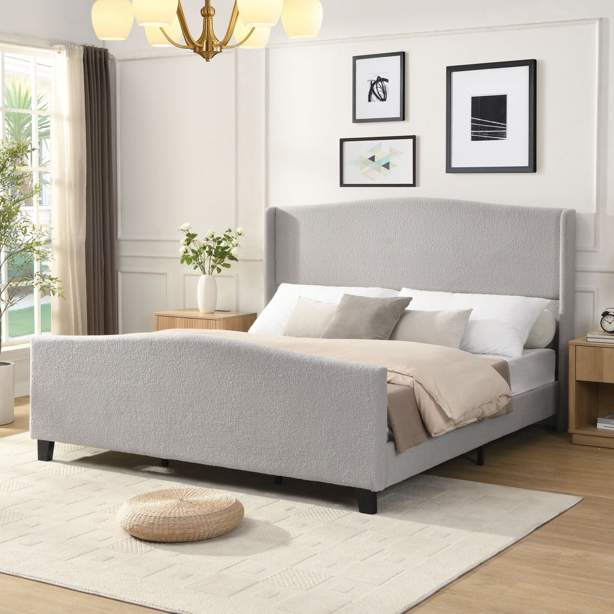 Platform Bed Frame With Tall Headboard And High Footboard, photo 19 of 40