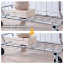 Heavy Duty Double Clothing Garment Rack With Shelves - Silver