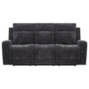 Kennett Chenille Upholstered Power Reclining Sofa Dark Grey