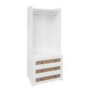 Wardrobe With 3 Drawers High Wardrobe Armoire With Rattan For Living Room Organizer - White by HouseOfZazla