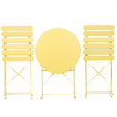 3 Pieces Patio Bistro Balcony Metal Chair Table Set - Yellow