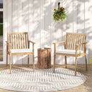2 Pieces Patio Dining Chairs Outdoor Acacia Wood Chairs with Removable Padded Cushion by LJGDeals