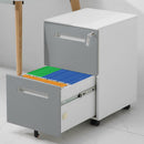 3 Drawer Mobile Locking File Cabinet, Rolling Filing Cabinet For Letter / A4 Size With 5 Wheels - Gray by Unique Piece Furniture