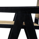 Modern Minimalist Bar Stool With Cane Seat - Black / Natural by HouseOfZazla