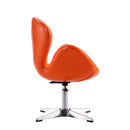 Upholstered Swivel Lounge Chair With Chrome Base And Adjustable Height - Orange by HouseOfZazla