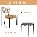 3 Pieces Of Luxury Outdoor Wicker Furniture Patio Bistro Style Table And Chair Combination, Weather Resistant PE Wicker Weave, Suitable For Garden - Black / Natural by HouseOfZazla
