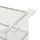 Elegant Acrylic Bar Cart With Tempered Glass Shelves And Rattan Metal Frame - Clear by HouseOfZazla
