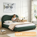 Queen Size Upholstered Platform Bed Frame with Rounded Corners Curved Headboard by HouseOfZazla