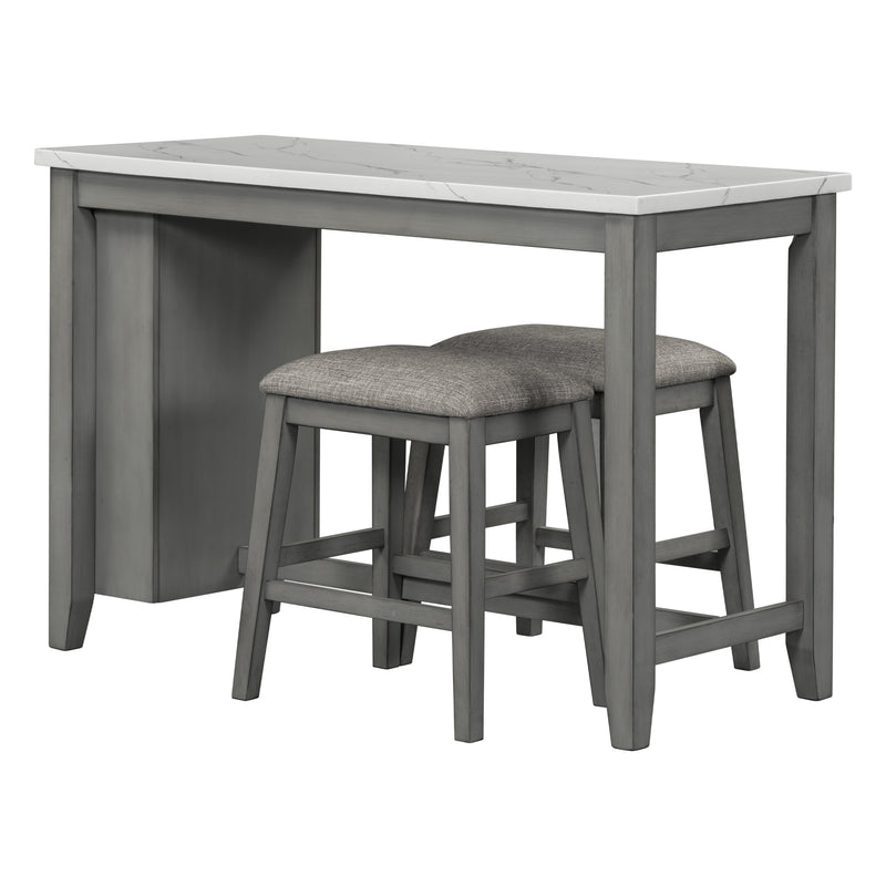 5-piece Counter Height Dining Table Set with Built-in Storage Shelves,Grey(OLD SKU W504S00143)
