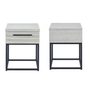 Astral 3-Piece Upholstered Bedroom Set, Tufted Wingback Bed with Two White Nightstands