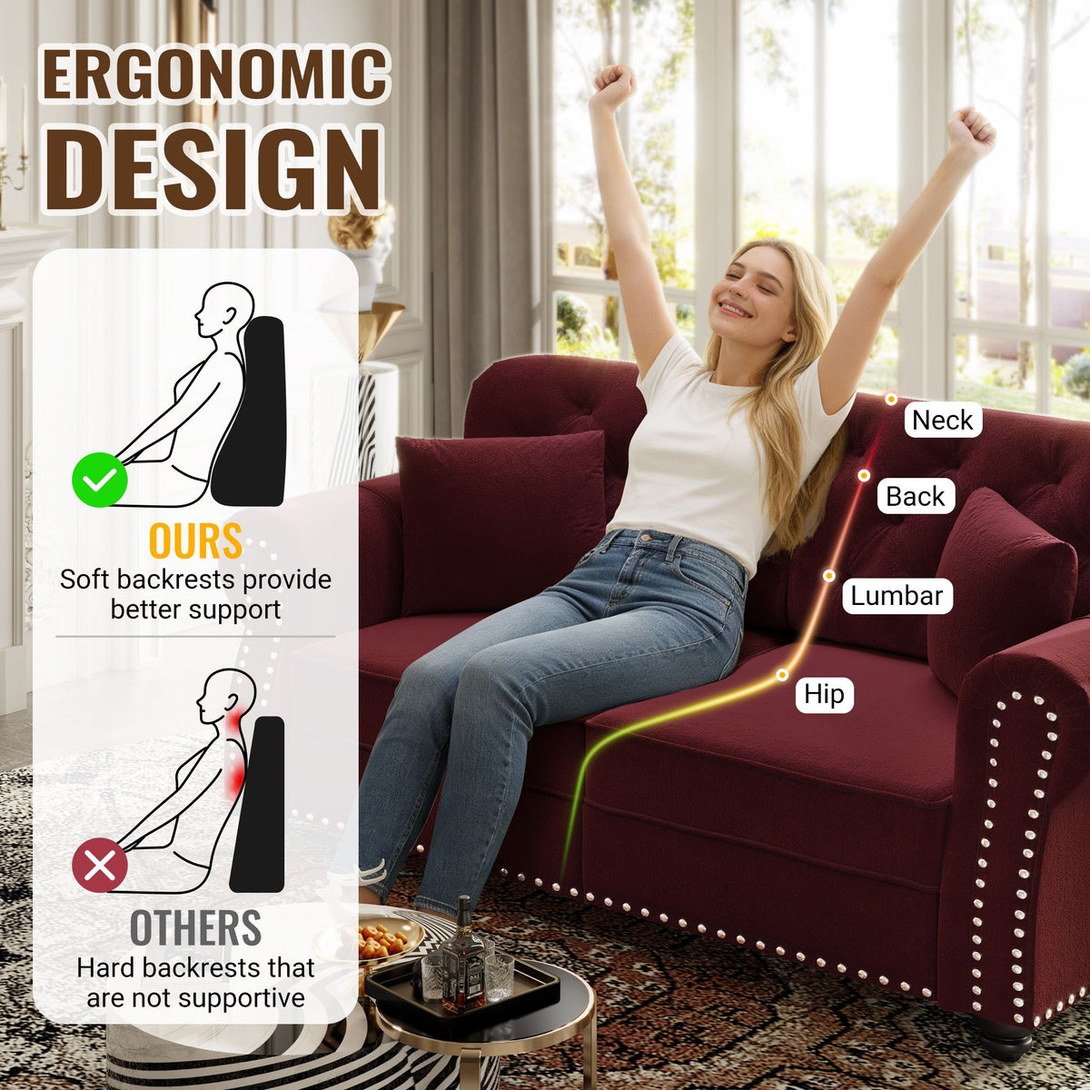 Upholstered 3 Seater Sofa Set With Ottoman, photo 9 of 39