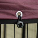 5' x 5' x 5' Dog Kennel Outdoor with Rotating Bowl Holders, Walk-in Pet Playpen, Welded Wire Steel Dog Fence with Water-and UV-Resistant Canopy, Black and Red