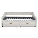 Upholstered Tufted Daybed With Drawers, Waved Arms by Unique Piece Furniture