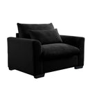 Black Corduroy Deep Seat Single Sofa Accent Chair