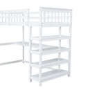 Loft Bed With Storage Shelves And Under Bed Desk by HouseOfZazla