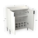 2 Door Wine Bar Cabinet With Adjustable Shelf, Soft-Closing Hinges, And High Feet - White by HouseOfZazla