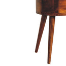 Solid Wood Mini Chestnut Rounded Nightstand, 2-Drawers, Nordic Legs