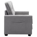 59.4" Loveseat Sofa with Pull-Out Bed Modern Upholstered Couch with Side Pocket for Living Room Office, Grey