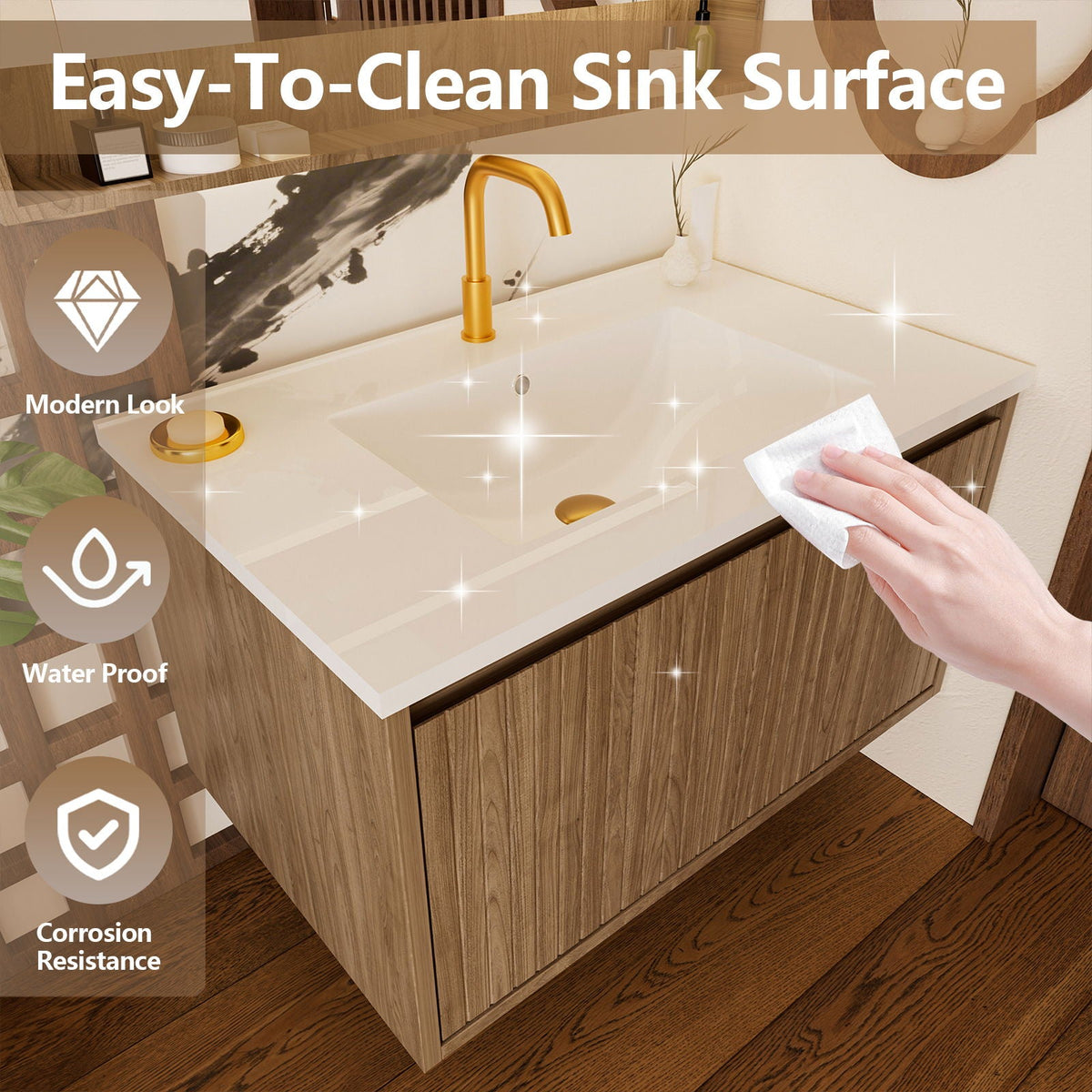 Wall Mounted Floating Bathroom Vanity With Sink And Drawers, photo 9 of 40