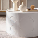 Round Side Table with Handcrafted Relief Design