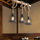 GobekUsa Hang-It-Out Farmhouse Pendant Lamp - Bottle Shaped Cage Design with Wood & Metal for Restaurants