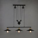 GobekUsa Industrial Metal Flying Saucer Hanging Ceiling Light - Black 3-Head Pulley Pendant for Bars