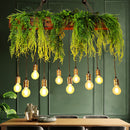 GobekUsa Bare Bulb Industrial Hanging Light with Faux Green Fern Deco - Set of 10 Bulbs