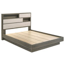 4 Piece Queen Bedroom Set With Built In Storage And Mirror - Oak by HouseOfZazla