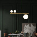GobekUsa Minimalistic Brass Ball Pendant Light: Opal Glass Island Lighting for Dining Room (3-Light)