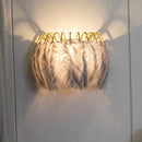 GobekUsa Modern Metal Wall Sconce with Feather Shade - Bedroom Wall Lighting (2 Lights)