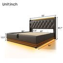Upholstered Bed, 360 Surround LED Function, Remote Control, Hydraulic Storage Bed With USB, Type-C Charging (Without Mattress) by HouseOfZazla