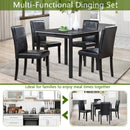 5 Pieces Wooden Dining Table Set, Square Table And 4 Upholstered Chairs by HouseOfZazla