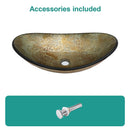 Tempered Glass Vessel Sink With Boat Shape Pop-Up Drain