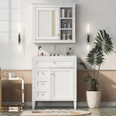 Bathroom Vanity With Medicine Cabinet, Royal Mirror Cabinet, Modern Bathroom Storage Cabinet With 2 Soft Closing Doors And 4 Drawers by Unique Piece Furniture