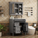 Bathroom Vanity With Medicine Cabinet, Royal Mirror Cabinet, Modern Bathroom Storage Cabinet With 2 Soft Closing Doors And 4 Drawers by Unique Piece Furniture