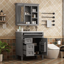 Bathroom Vanity With Medicine Cabinet, Royal Mirror Cabinet, Modern Bathroom Storage Cabinet With 2 Soft Closing Doors And 4 Drawers by HouseOfZazla