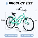 7 Speed Bicycles, Multiple Colors 26"Inch Beach Cruiser Bike