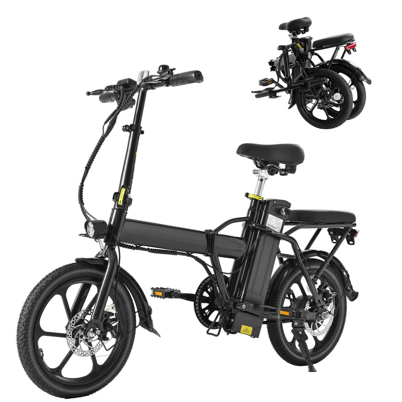 Adult Electric Bicycles 500 W Motor 15.5 MPH Max Speed, 16inch Tire, 42 V 10.4 AH Removable Battery for Electric Bike, Multi-Shock Absorption, City Commuter, Fold able Adult Electric Bicycle