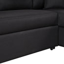 87.4"Sectional Sleeper Sofa with USB Charging Port and Plug Outlet,Pull-Out Sofa Bed with 3 Pillows, L-Shape Chaise for Living Room Small Apartment,Black