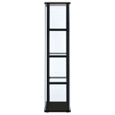 Cyclamen 4-shelf Clear Glass Curio Display Cabinet Black