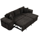 Modern L-Shape 3 Seat Reversible Sectional Couch, Pull Out Sleeper Sofa With Storage Chaise And 2 Stools For Living Room Furniture Set by HouseOfZazla