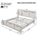 King Size Bed Frame with Upholstered Headboard