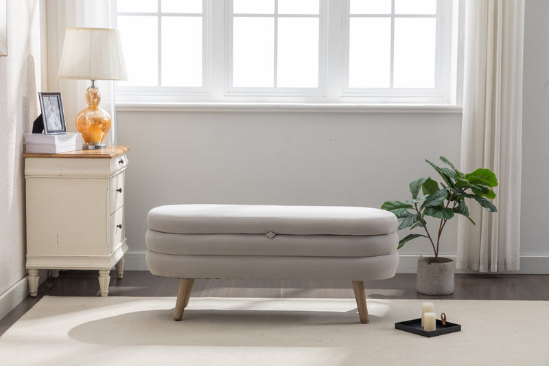 Walker Edison | Grey Velvet Storage Bench