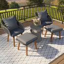 5 Pieces Patio Furniture Chair Sets, Patio Conversation Set With Wicker Cool Bar Table, Ottomans,Outdoor Furniture Bistro Sets for Porch,Backyard,Balcony,Poolside Grey