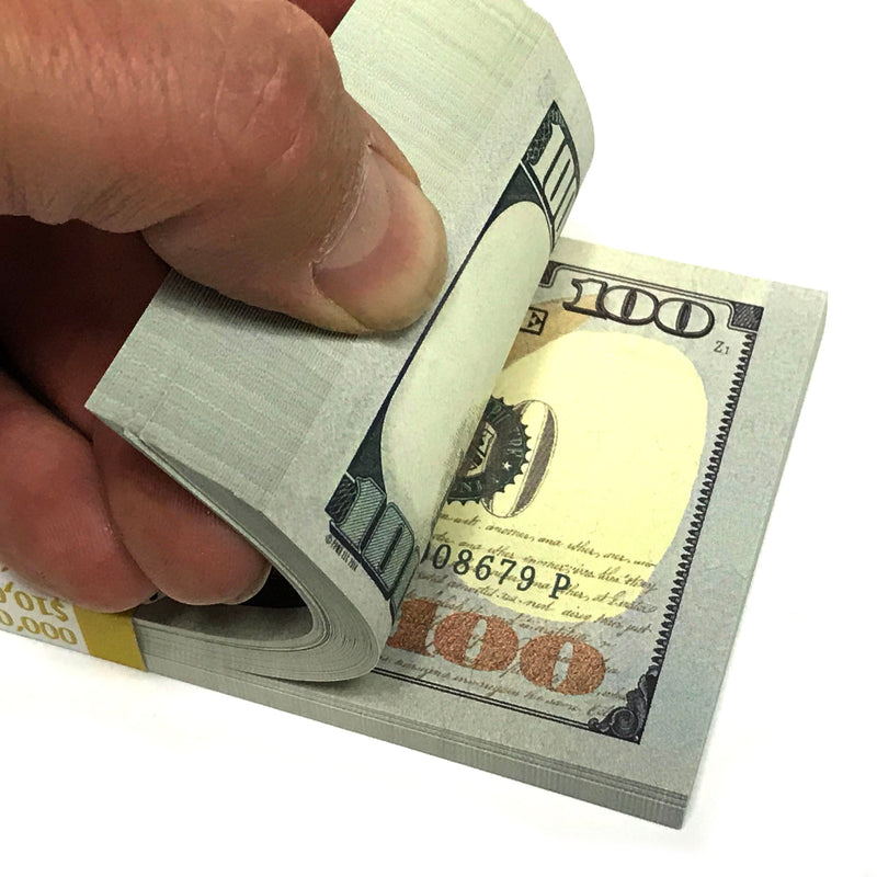 Money Prop - New Style $100's Crisp New $10000 Full Print Stack