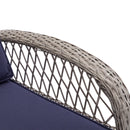 3 Pieces Outdoor Swivel Rocker Patio Chairs, 360 Degree Rocking Patio Conversation Set with Thickened Cushions and Glass Coffee Table for Backyard, Navy blue