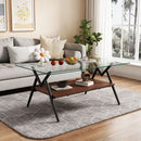 Rectangle Coffee Table With Tempered Glass Top And Shelf by HouseOfZazla