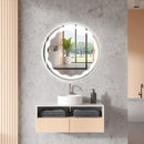 24 Inch Round Wall Mirror with 3-Color LED Lights and Smart Touch Button by LJGDeals