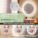 24 Inch Round Wall Mirror with 3-Color LED Lights and Smart Touch Button by LJGDeals