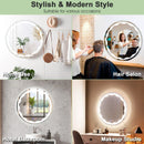 24 Inch Round Wall Mirror with 3-Color LED Lights and Smart Touch Button by LJGDeals